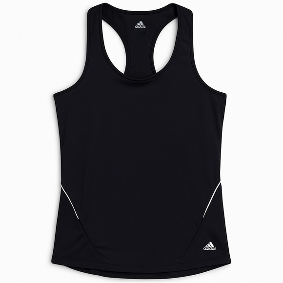 New Adidas Black Racerback Athletic Tank Top Reflective Detail Zip Pocket Size M - Picture 1 of 9